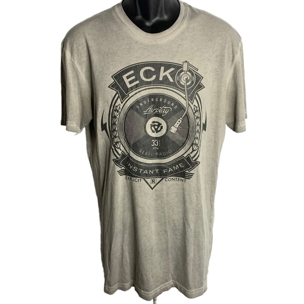 Ecko Unltd Rebel Radio Crewneck T Shirt L Grey Short Sleeves Underground Airplay